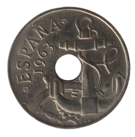 50 CENTIMOS DE PESETA 1963 *65 NIQUEL
