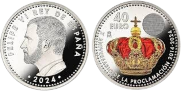 MONEDA 40 EUROS X ANIVERSARIO DE LA PROCLAMACIÓN DE FELIPE VI