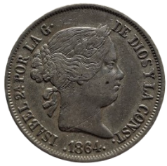 40 CÉNTIMOS DE ESCUDO ISABEL II 1864