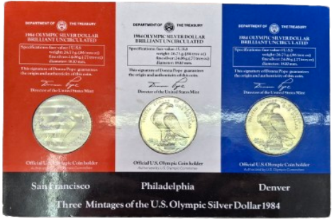 JUEGO COMPLETO DE DÓLARES USA JUEGOS OLIMPICOS 1984 SIN CIRCULAR DIFERENTES CECAS