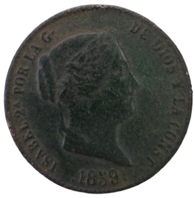 25 CÉNTIMOS DE REAL ISABEL II SEGOVIA 1859