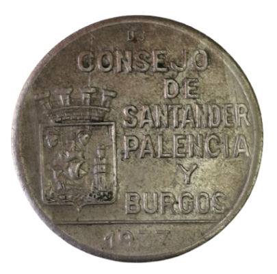 1 PESETA REPÚBLICA ESPAÑOLA CONSEJO DE SANTANDER, PALENCIA Y BURGOS