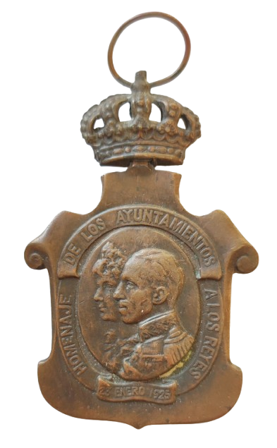 MEDALLA HOMENAJE DE LOS AYUNTAMIENTOS A LOS REYES ALFONSO XIII Y VICTORIA EUGENIA
