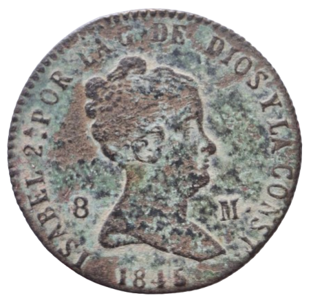8 MARAVEDIES ISABEL II SEGOVIA 1845