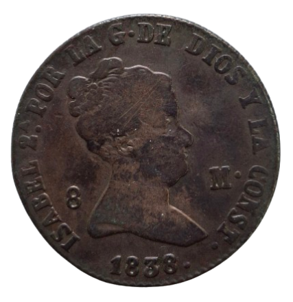 8 MARAVEDIES ISABEL II SEGOVIA 1838