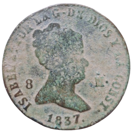 8 MARAVEDIES ISABEL II SEGOVIA 1837