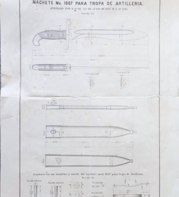 LAMINA MACHETE 1907 PARA TROPA DE ARTILLERÍA.