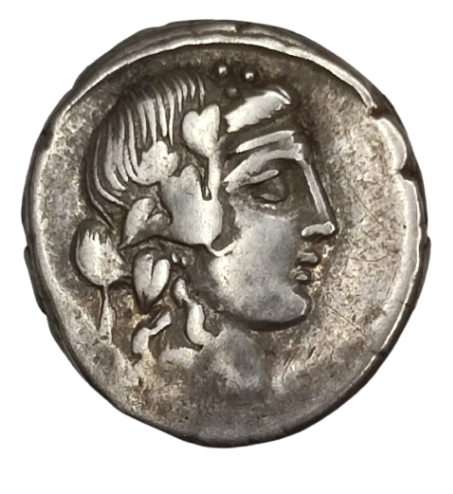 DENARIO REPUBLICA ROMANA FAMILIA TITIA 90 A.C.