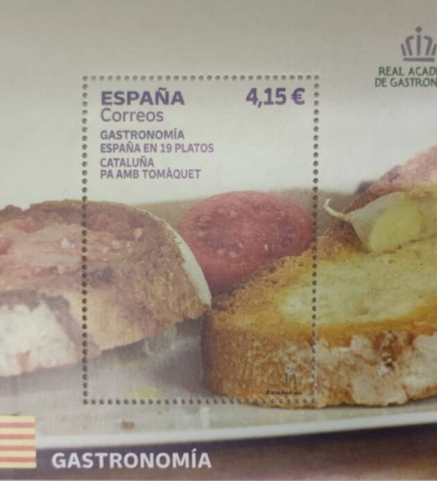 HOJA BLOQUE 2021 GASTRONOMIA. ESPAÑA EN 19 PLATOS. PA AMB TUMÀQUET