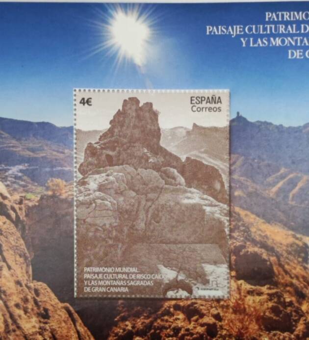 HOJA BLOQUE PATRIMONIO MUNDIAL. 2020. PAISAJE CULTURAL DE RISCO CAIDO Y LAS MONTAÑAS SAGRADAS DE GRAN CANARIA.