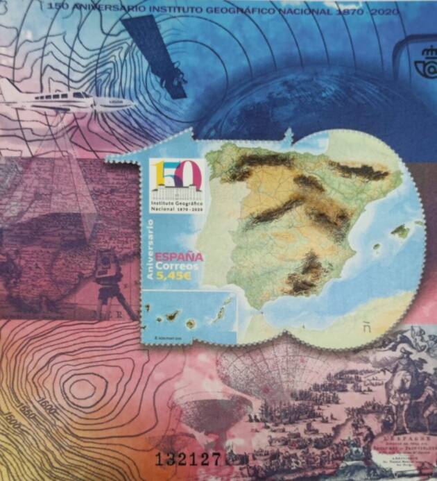 HOJA BLOQUE. 150 ANIVERSARIO INSTITUTO GEOGRÁFICO NACIONAL. 2020