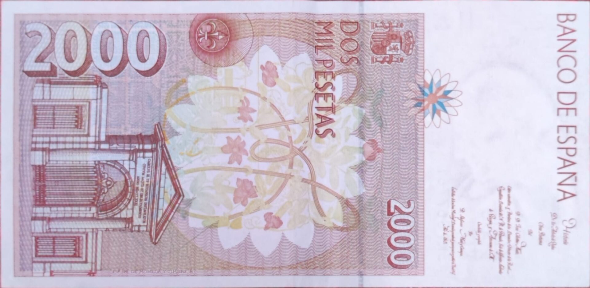 BILLETE DE 2000 PESETAS JOSE CELESTINO MUTIS. 1992. NUEVO DISEÑO 1995 - Imagen 2