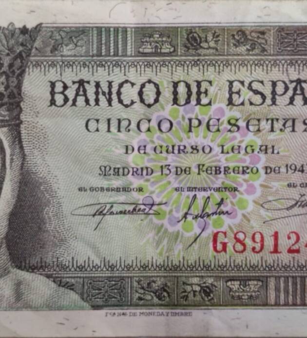 BILLETE 5 PESETAS ESPAÑA 1943