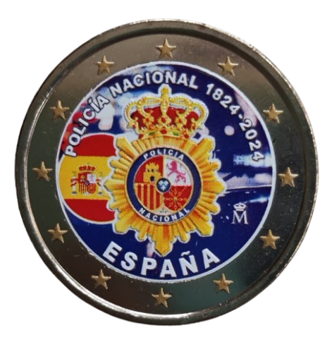 MONEDA 2 EURO CONMEMORATIVA ESPAÑA 2024 POLICIA COLOR TIPO1