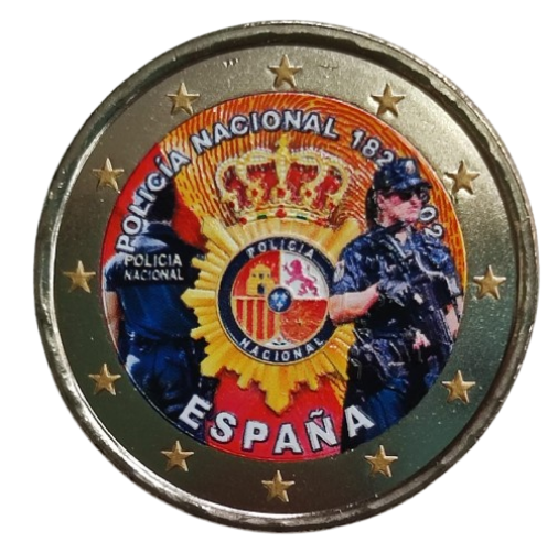 MONEDA 2 EURO CONMEMORATIVA ESPAÑA 2024 POLICIA COLOR TIPO2