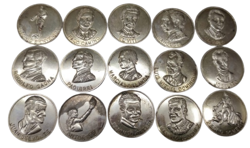 COLECCIÓN PLATA MEDALLAS TAUROMAQUÍA TOREROS - SUERTES DEL TOREO