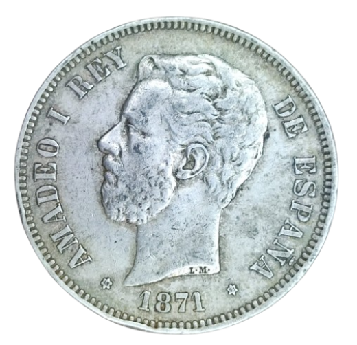 5 PESETAS AMADEO SABOYA 1871 PLATA *71