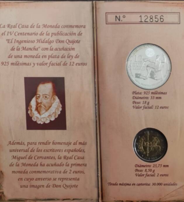 CARTERA DE LAS MONEDAS CONMEMORATIVAS DE ESPAÑA 2005 IV CENTENARIO DE LA PUBLICACIÓN INGENIOSO HIDALGO DON QUIJOTE DE LA MANCHA.