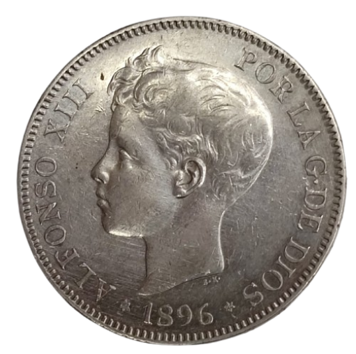 5 PESETAS ALFONSO XIII 1896 PLATA