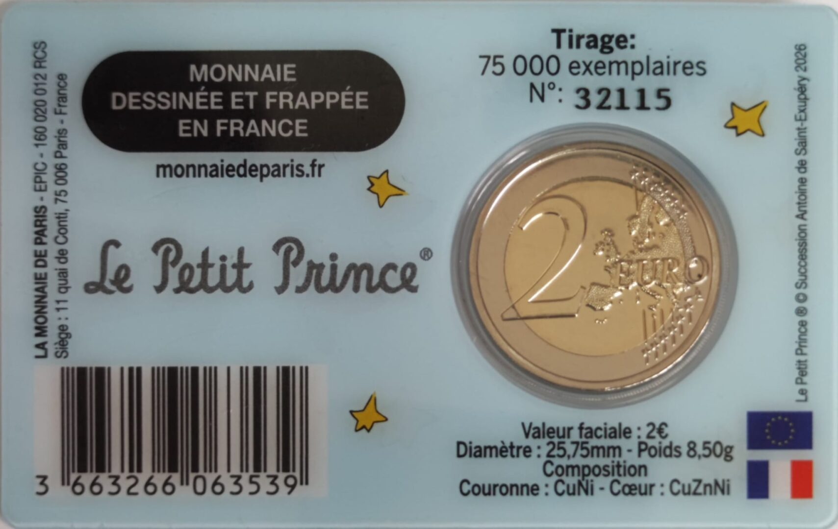 MONEDA 2€ COINCARD CONMEMORATIVA DEL 80 ANIVERSARIO PUBLICACIÓN PRINCIPITO FRANCIA 2026 - AVIONETA - Imagen 2