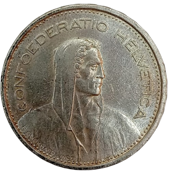 5 FRANCOS SUIZOS PLATA 1966