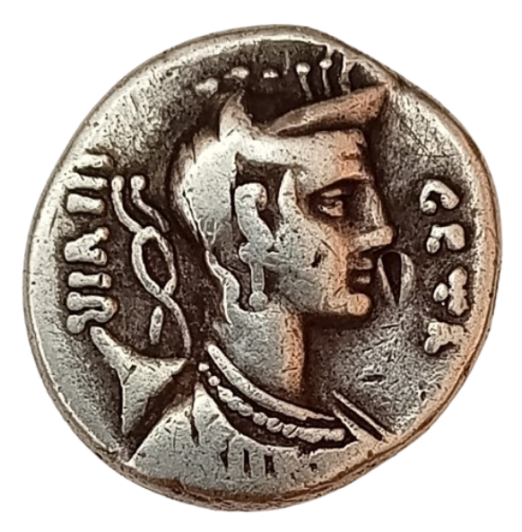 DENARIO DE LA REPÚBLICA ROMANA FAMILIA HOSIDIA 68 A.C. PLATA