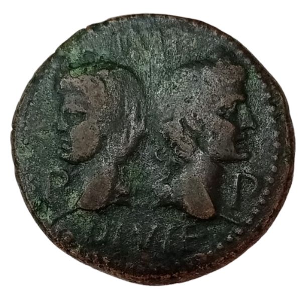 DUPONDIO DE AUGUSTO Y AGRIPPA NEMAUSUS 10 A.C.