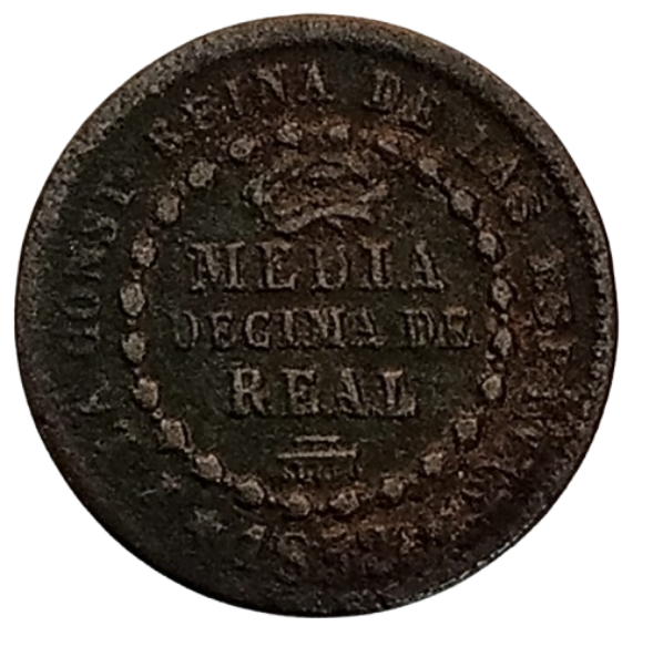 MEDIA DÉCIMA DE REAL ISABEL II 1852 SEGOVIA