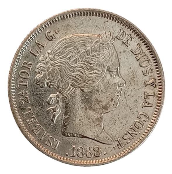 40 CÉNTIMOS DE ESCUDO ISABEL II 1868 MADRID